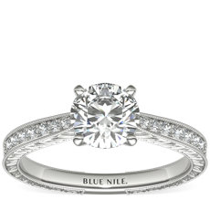 Engraved Micropavé Diamond Engagement Ring in Platinum (014 ct. tw.)
